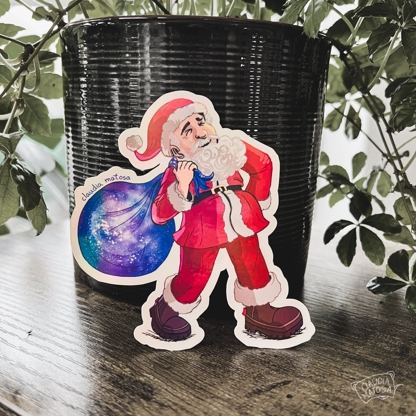 Santa and the Stars Sticker