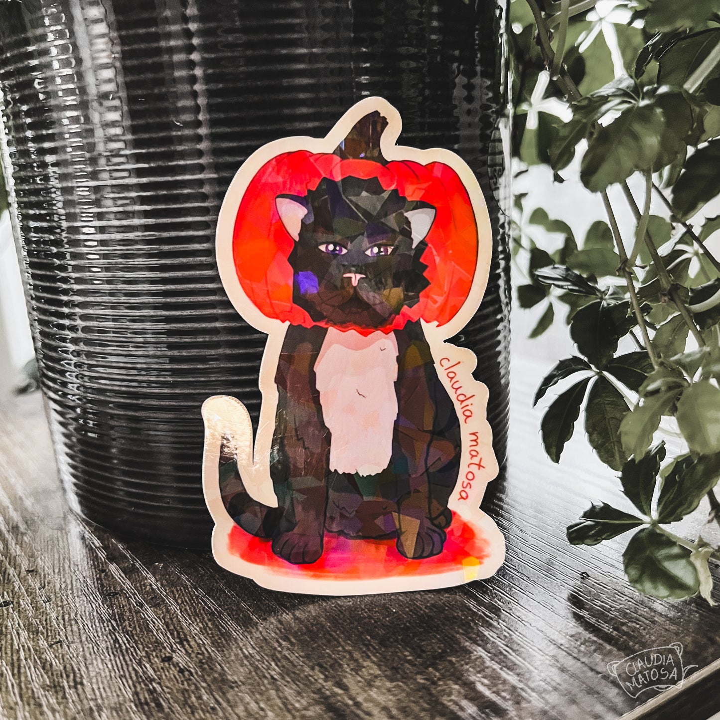 Pumpkin Cat Holographic Sticker
