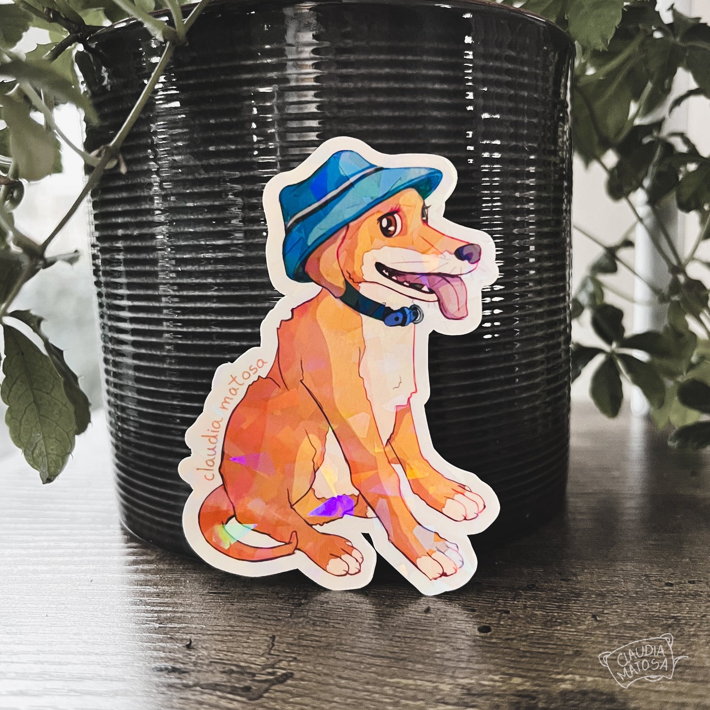 Happy Dog Holographic Sticker