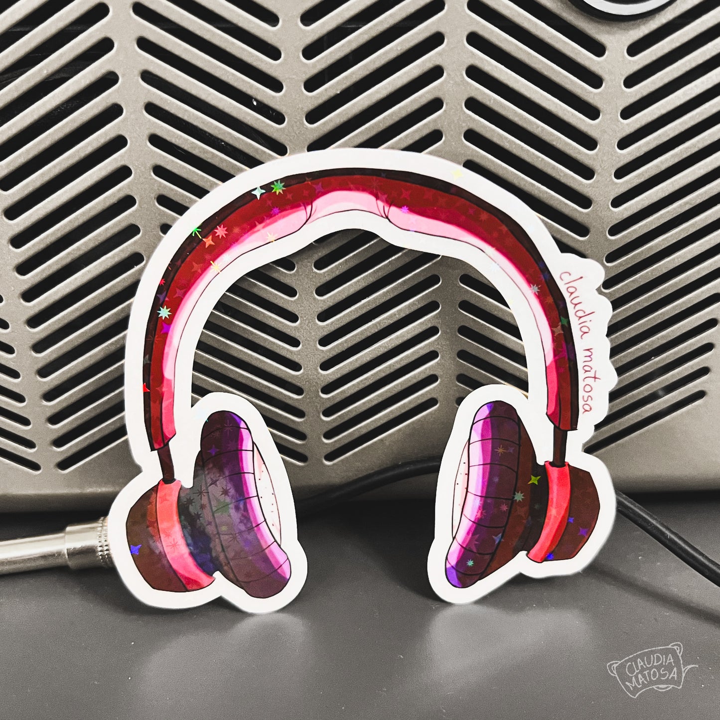 Headphones Holographic Sticker
