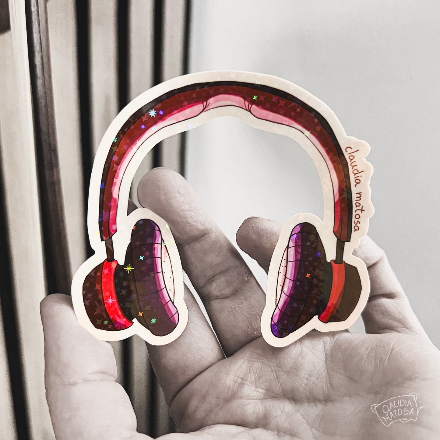 Headphones Holographic Sticker