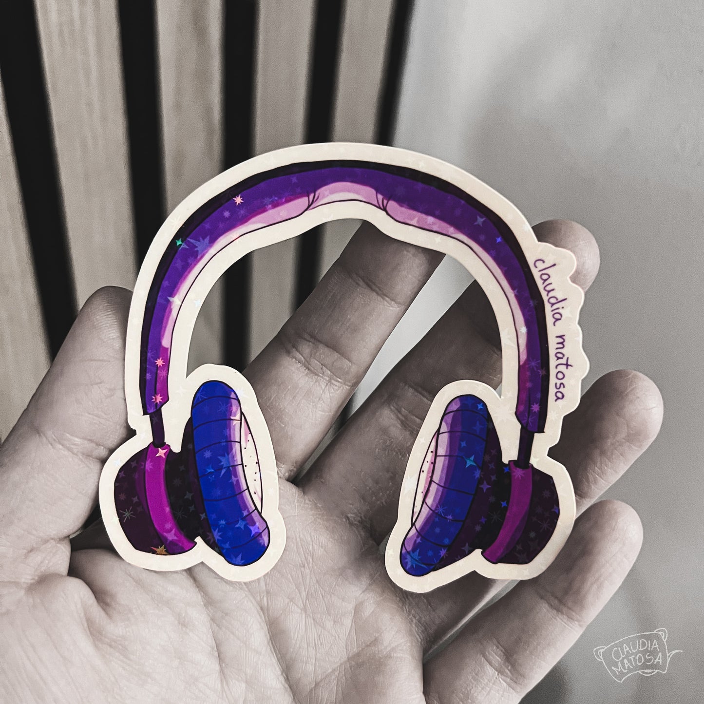 Headphones Holographic Sticker