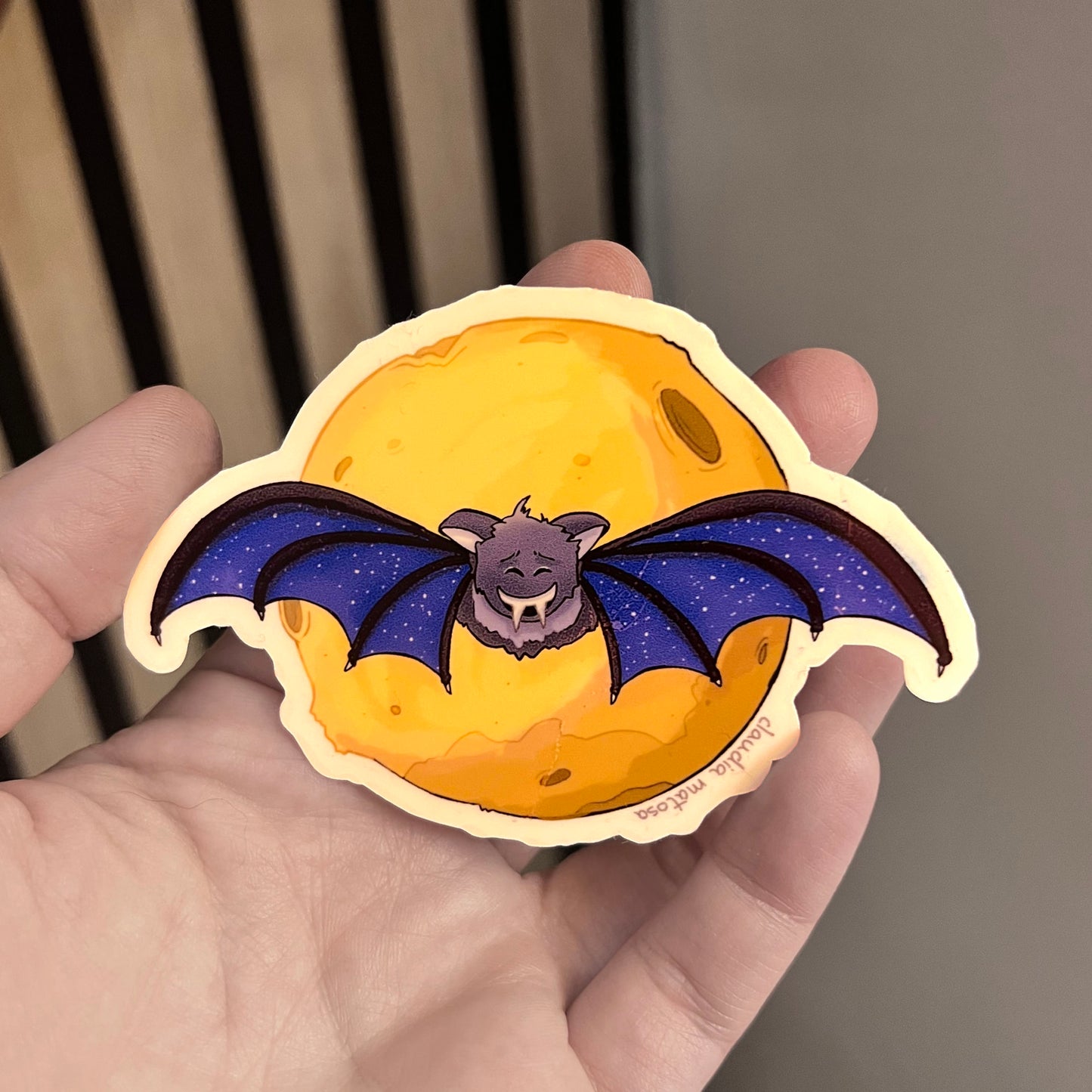Bat With Yellow Moon Sticker