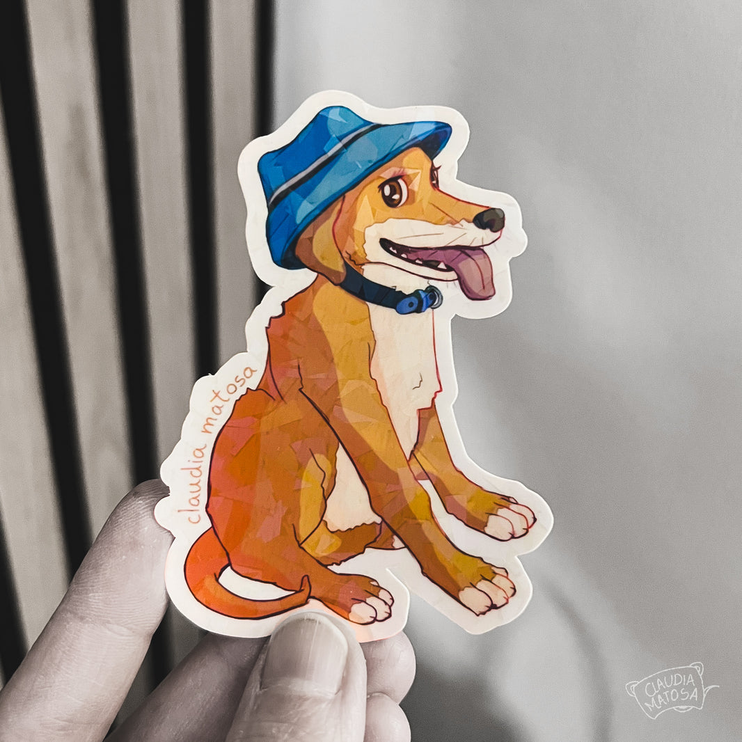 Happy Dog Holographic Sticker