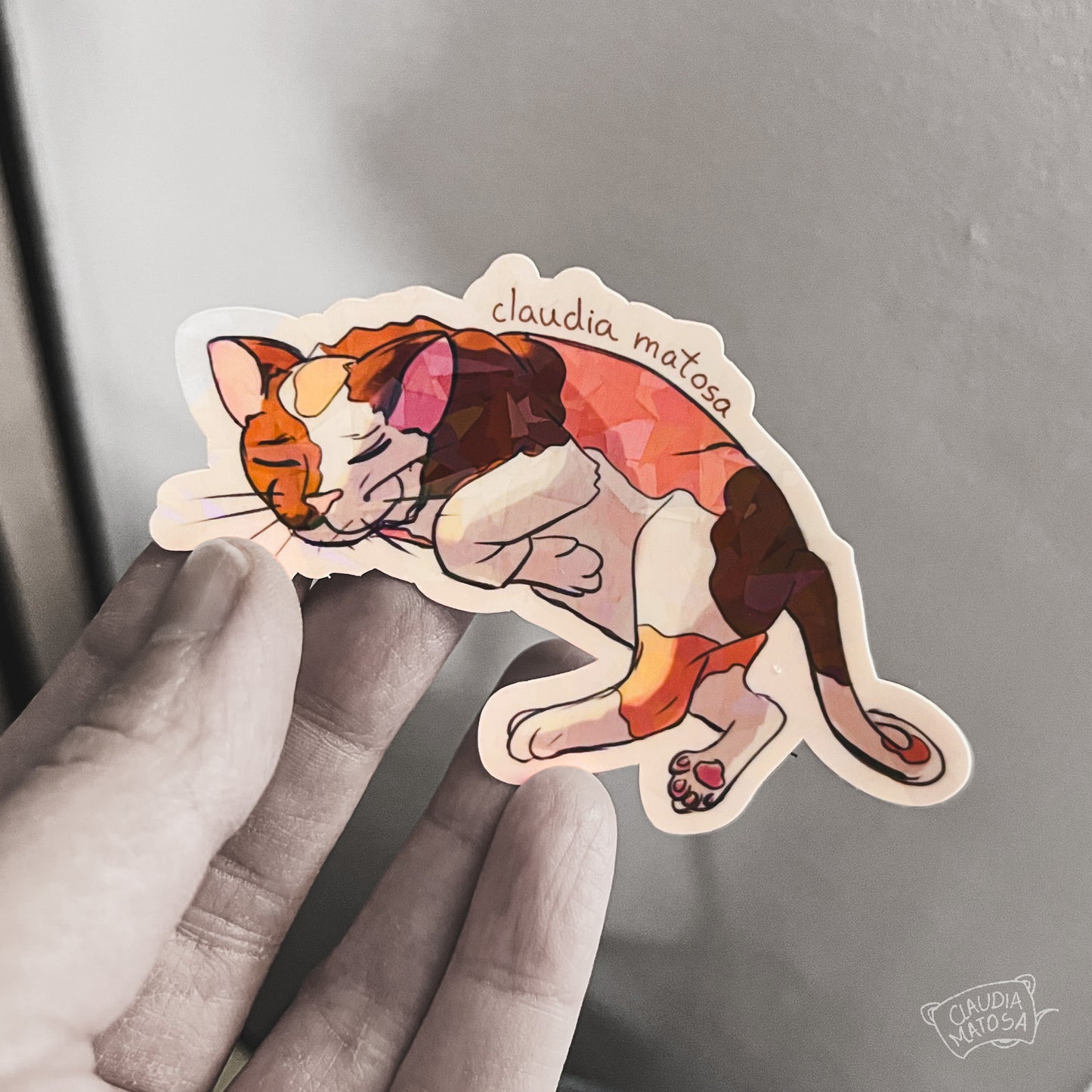 Sleepy Cat Holographic Sticker