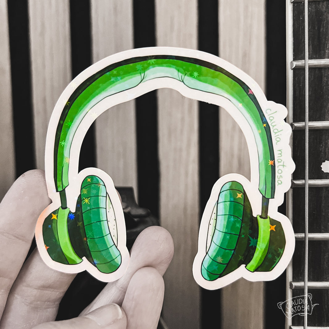 Headphones Holographic Sticker