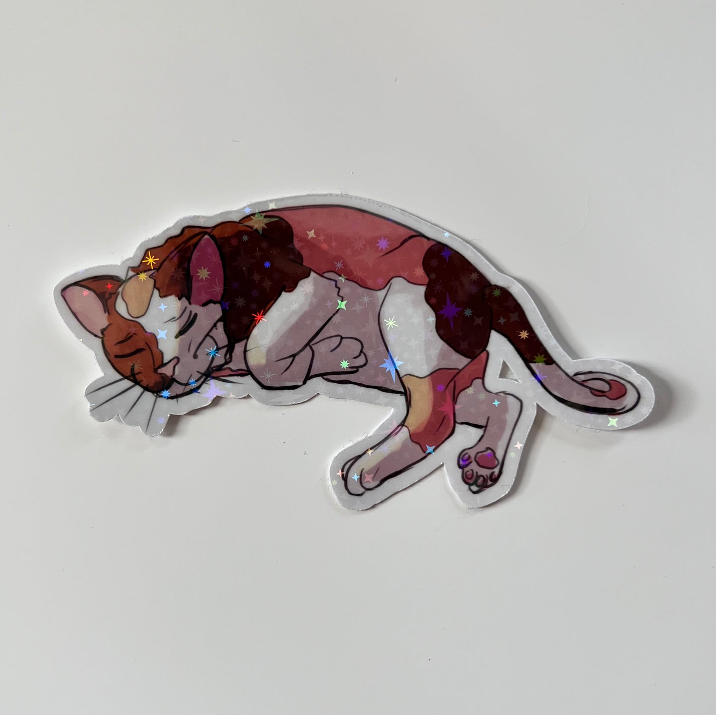 Sleepy Cat Holographic Sticker