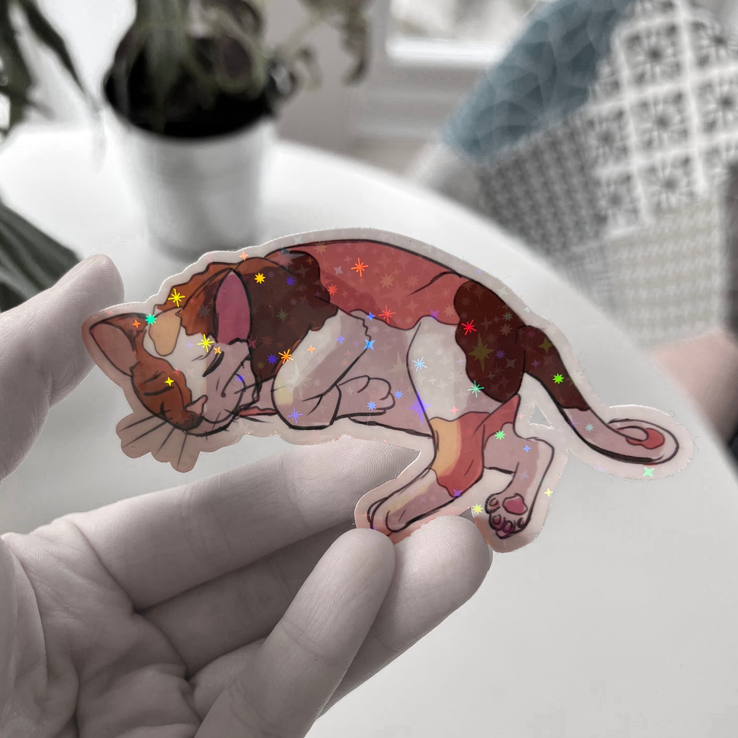 Sleepy Cat Holographic Sticker