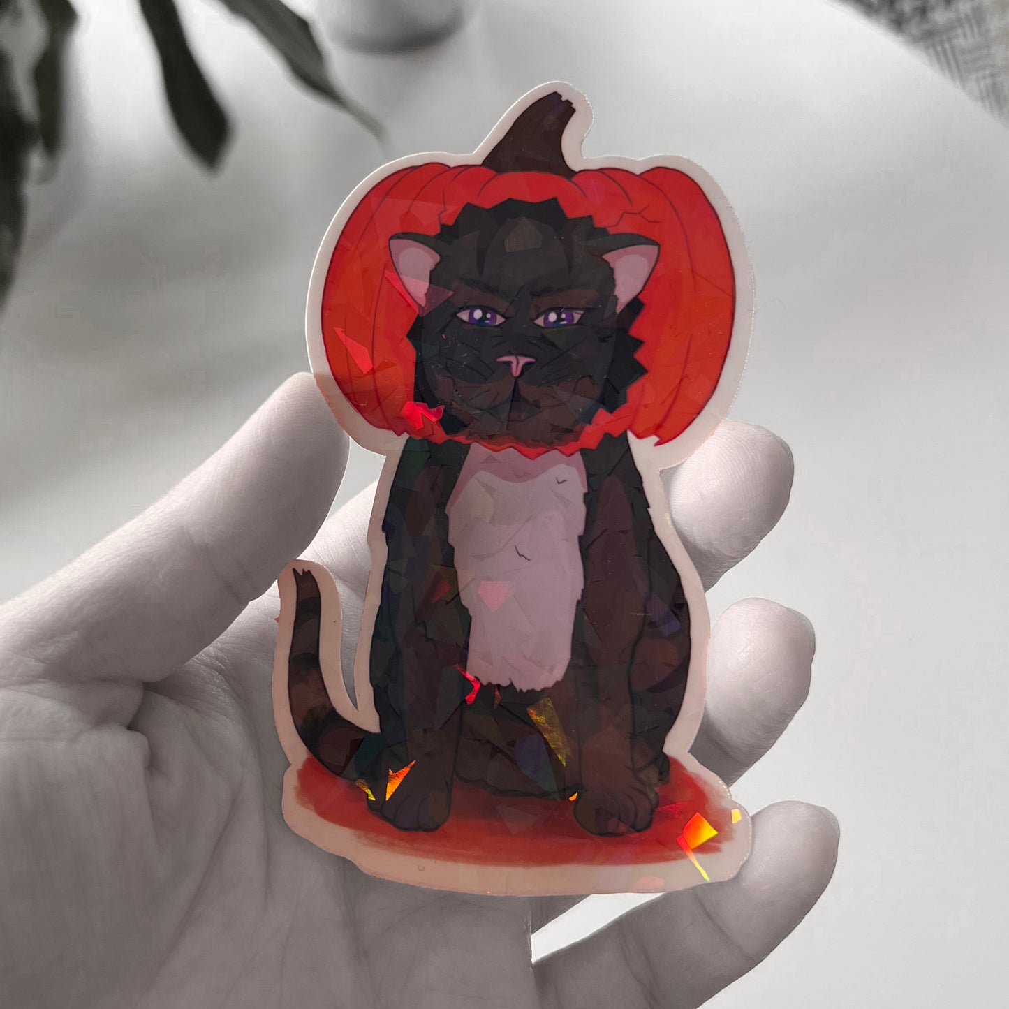 Pumpkin Cat Holographic Sticker