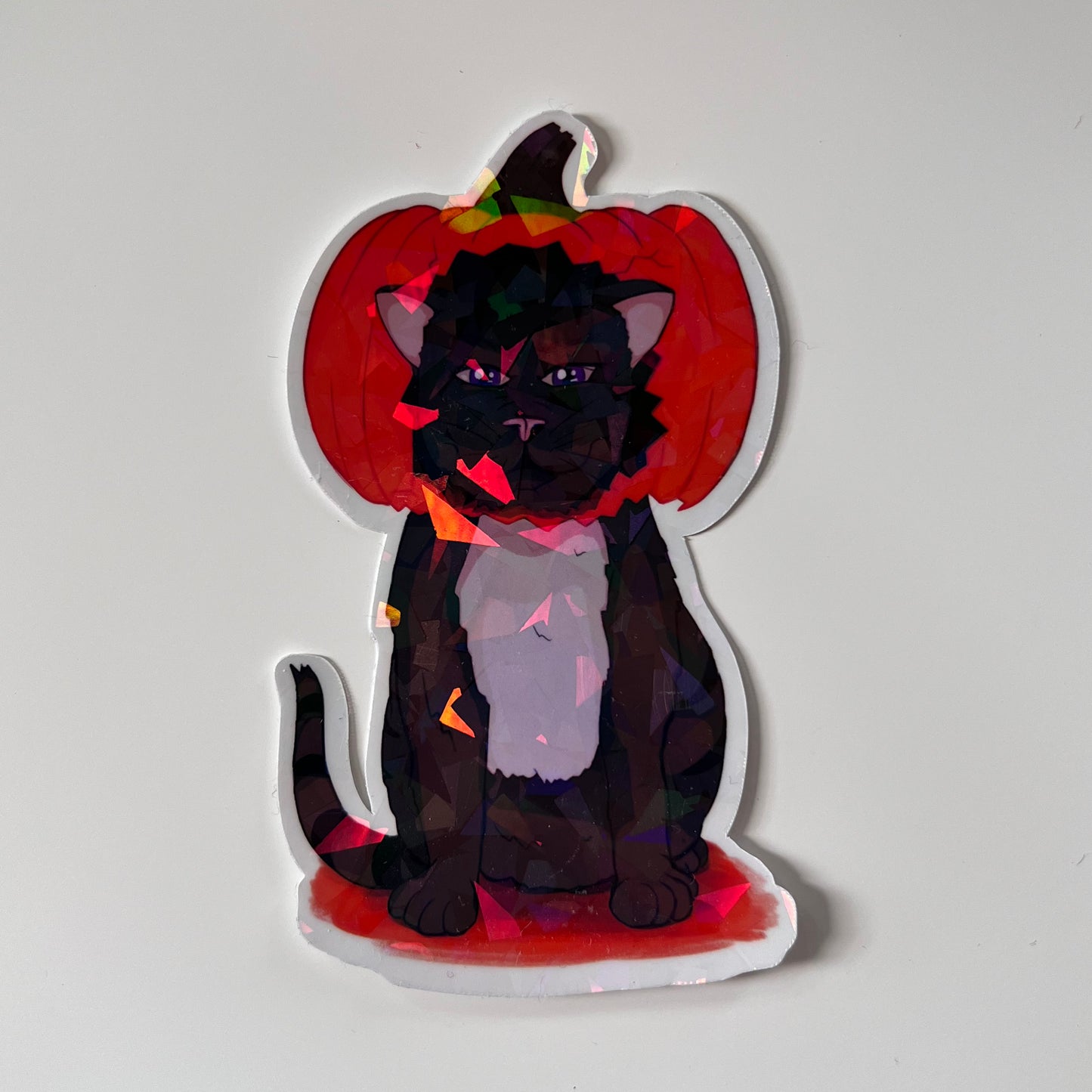 Pumpkin Cat Holographic Sticker