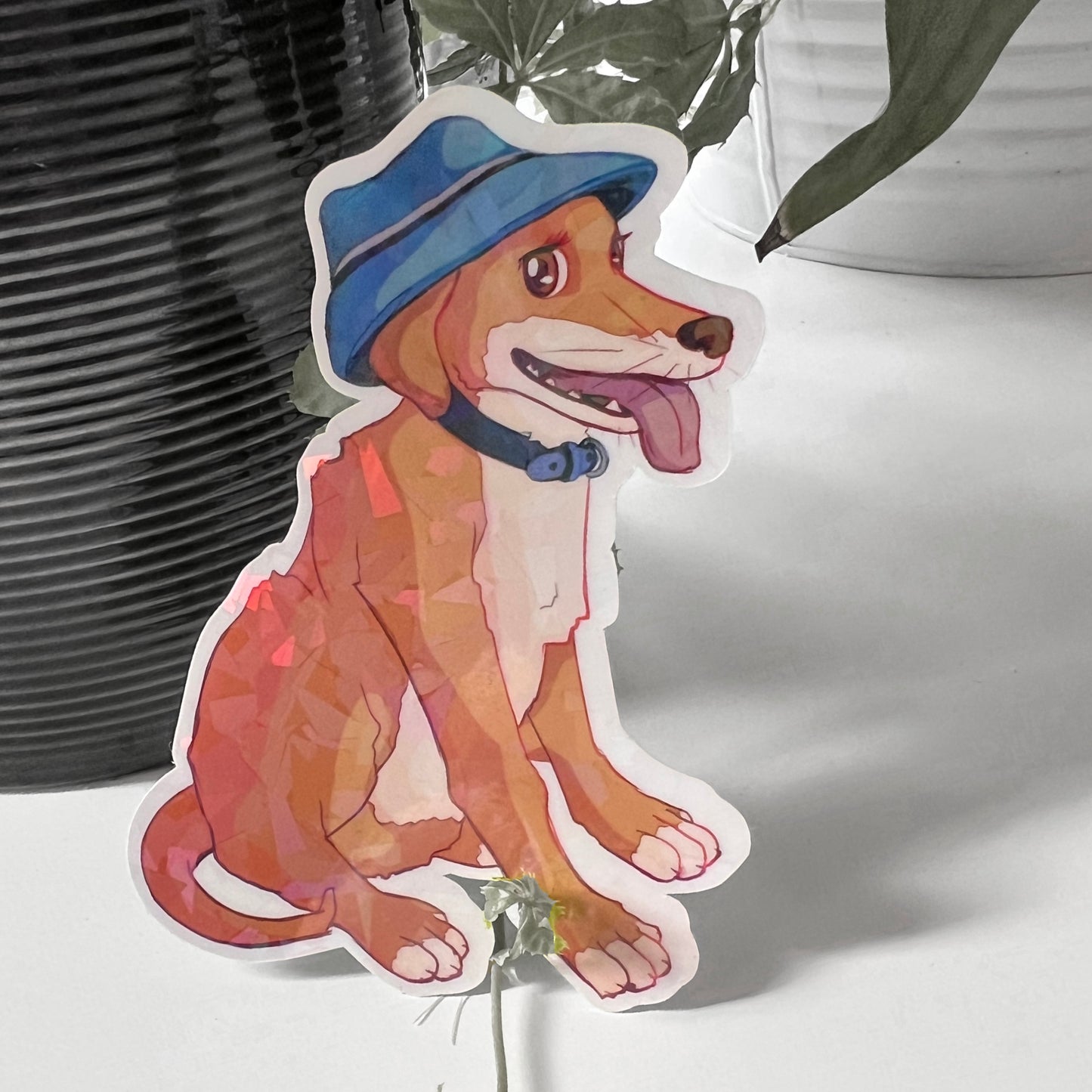 Happy Dog Holographic Sticker