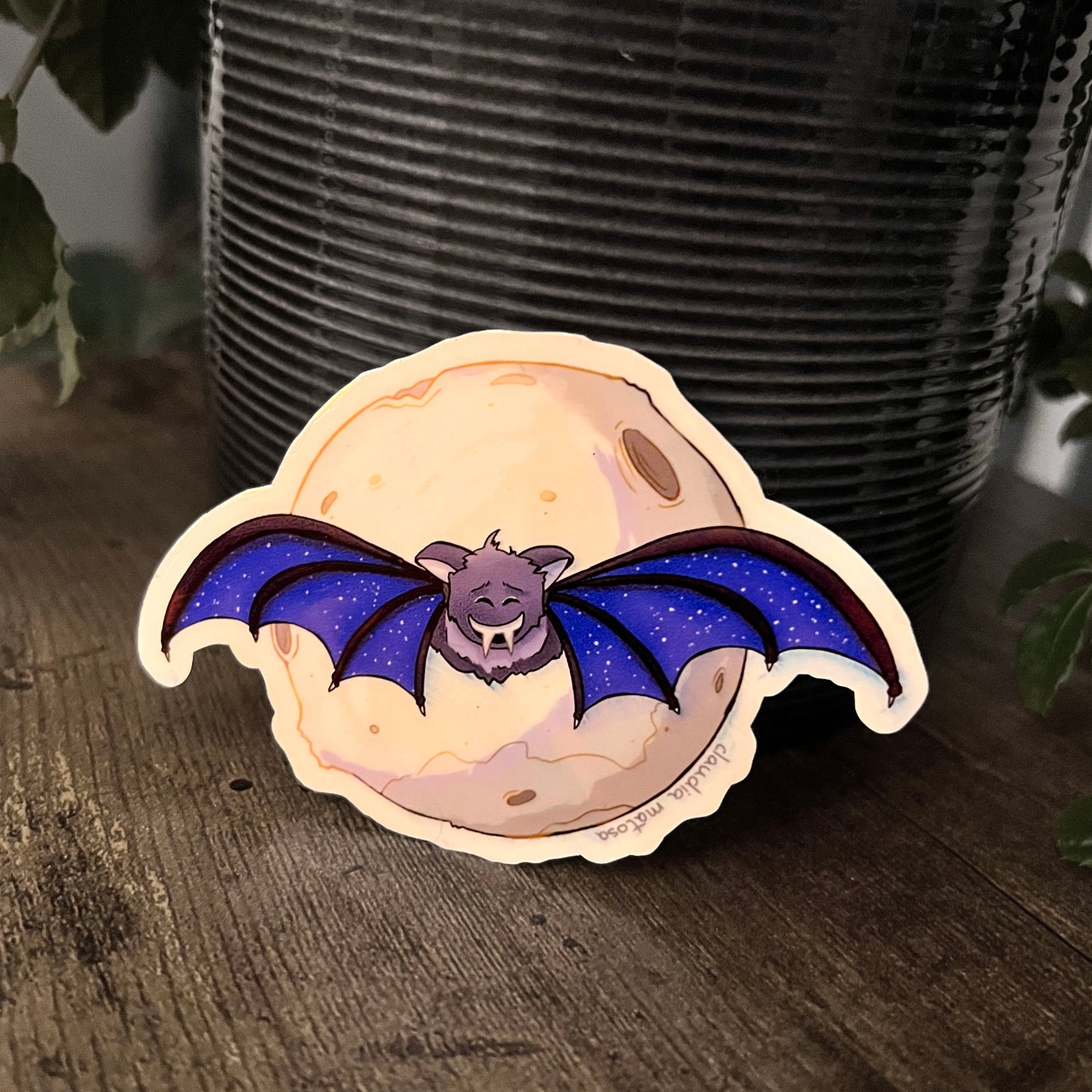 Bat With White Moon Sticker