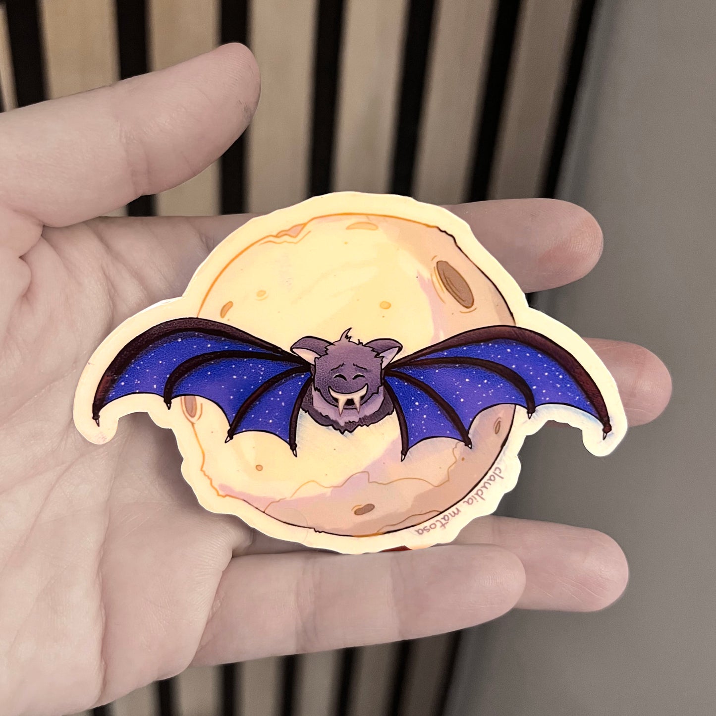 Bat With White Moon Sticker