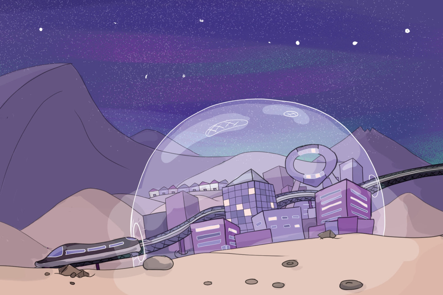Bubble City on Mars Glicée Print